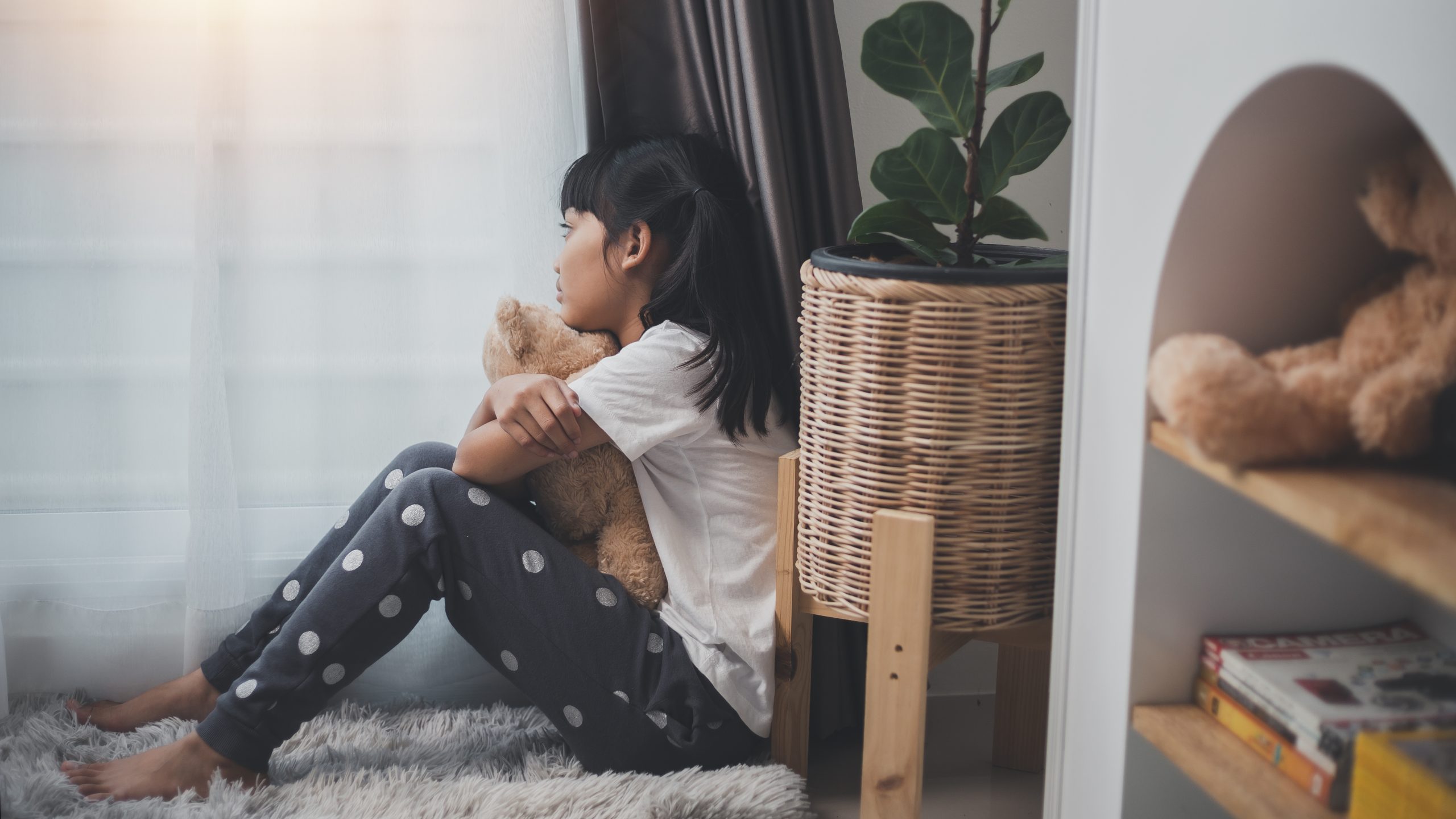 The Significance of Mental Health in Family Law 1 Mental Health's Importance: Close up lonely little girl hugging toy, sitting at home alone, upset unhappy child waiting for parents, thinking about problems, bad relationship in family, psychological trauma